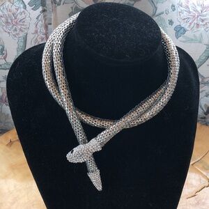 Silver Rhinestones Serpent necklace